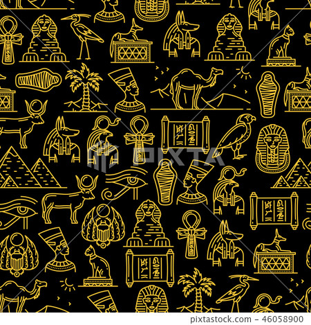 Egyptian seamless pattern of ancient Gods of Egypt 46058900