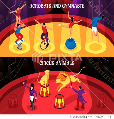 Circus Professions Isometric Banners 46059081