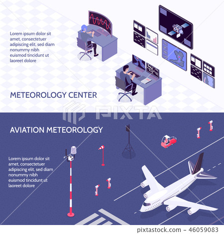 Isometric Meteorological Weather Center Banner Set 46059083