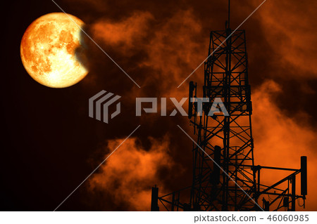 blood moon back silhouette Antenna and night cloud blood moon back silhouette Antenna and night cloud 46060985