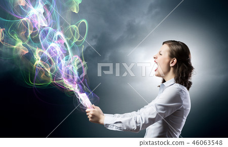 Woman presenting tablet pc 46063548