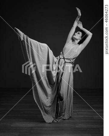 black and white dancing woman portrait 46064273