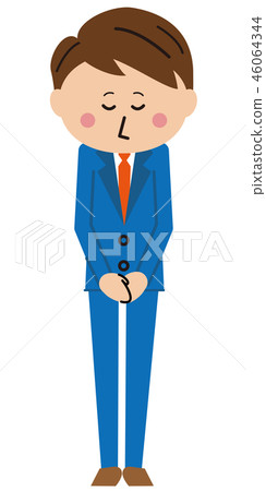 Salaryman in a pop blue suit bows - Stock Illustration [46064344] - PIXTA