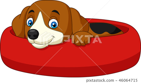 Cartoon happy dog relaxing in the lair 46064715