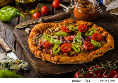 Rustic old style vintage pizza 46065166