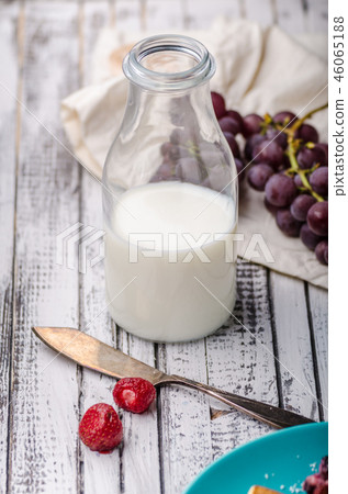 Homemade crepes with frozen berries, topped sugar 46065188