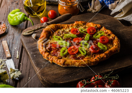 Rustic old style vintage pizza 46065223