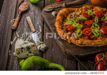 Rustic old style vintage pizza Rustic old style vintage pizza 46065331