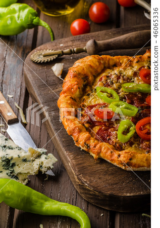 Rustic old style vintage pizza 46065336