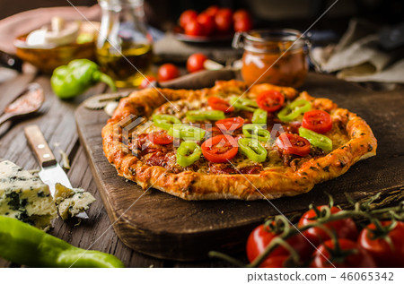 Rustic old style vintage pizza 46065342