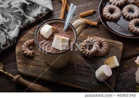 Homemade Dark Hot Chocolate with Marshmallows Homemade Dark Hot Chocolate with Marshmallows 46065348
