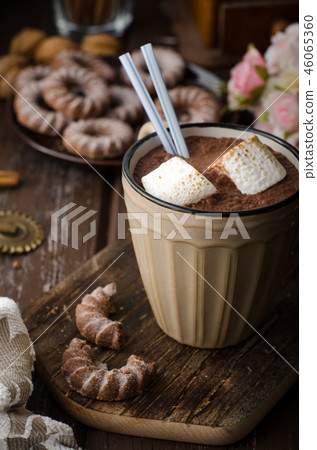 Homemade Dark Hot Chocolate with Marshmallows Homemade Dark Hot Chocolate with Marshmallows 46065360