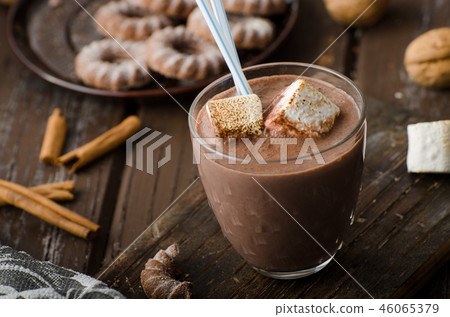 Homemade Dark Hot Chocolate with Marshmallows Homemade Dark Hot Chocolate with Marshmallows 46065379