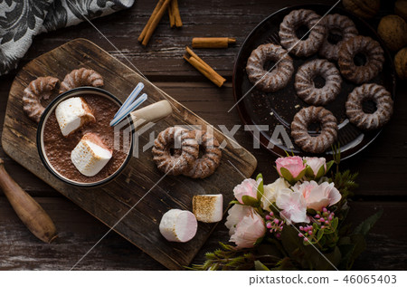 Homemade Dark Hot Chocolate with Marshmallows Homemade Dark Hot Chocolate with Marshmallows 46065403