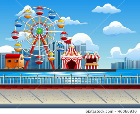 Illustration of amusement park with Ferris wheel 46066930