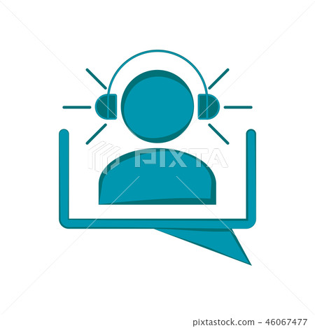 Men silhouette with headphones on a chat bubble Men silhouette with headphones on a chat bubble 46067477