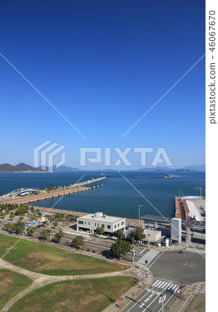 Takamatsu Port and Bisan Seto seen from Sunport Takamatsu 46067670