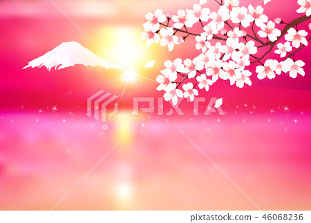 Cherry Blossom Fuji New Year S Card Background Stock