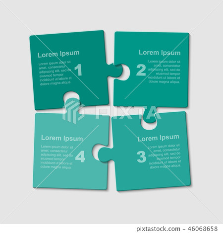 The Puzzle Four Pieces Steps Parts Infographics. - Stock Illustration ...