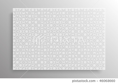 White Pieces Puzzle Jigsaw Banner Rectangle Frame. White Pieces Puzzle Jigsaw Banner Rectangle Frame. 46068660