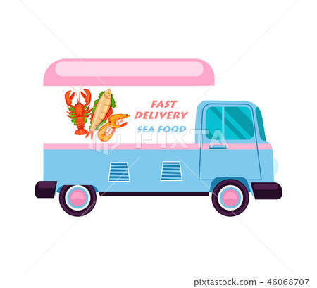 Sea food delivery van icon Sea food delivery van icon 46068707