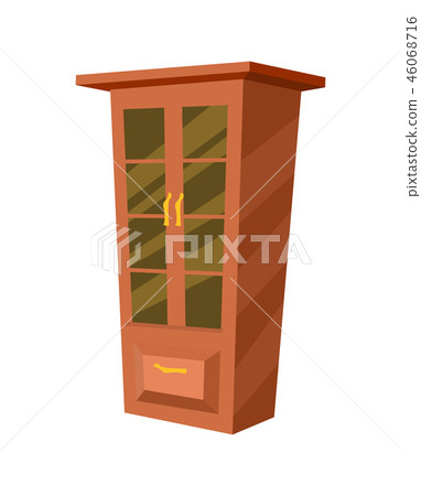 Wooden wardrobe isolated icon Wooden wardrobe isolated icon 46068716
