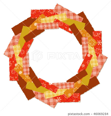 拼布面料圈子框架秋葉棕色茶花圈 46069284