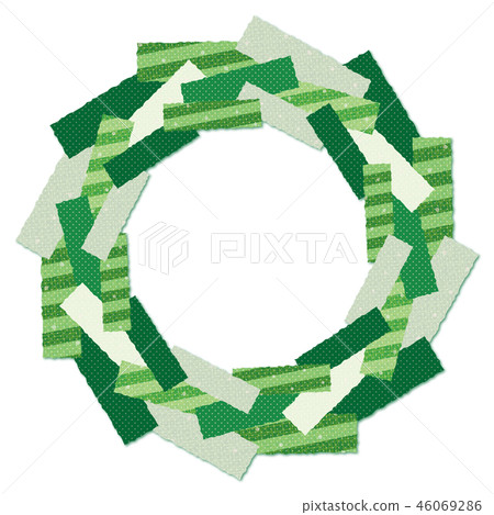 Patchwork fabric wreath circle frame green green stripes Patchwork fabric wreath circle frame green green stripes 46069286