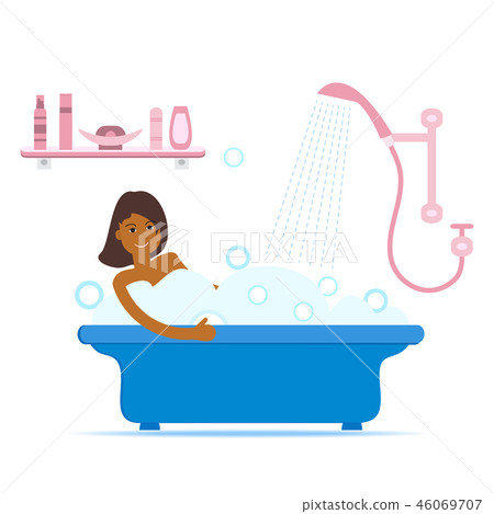 Girl taking a relaxing bubble bath 46069707