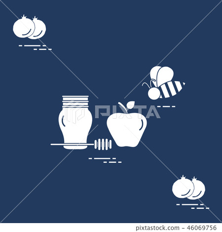 Apple in honey in Rosh Hashanah, pomegranate, bee Apple in honey in Rosh Hashanah, pomegranate, bee 46069756