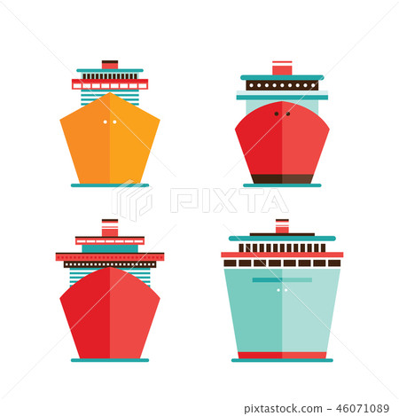 Cruise liner ship icon set Sea travel concept Cruise liner ship icon set Sea travel concept 46071089