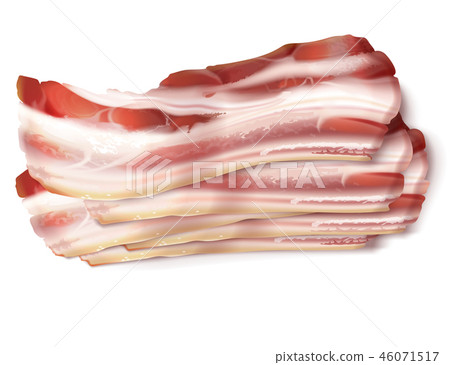 thin bacon strips, fat slices of pork meat thin bacon strips, fat slices of pork meat 46071517
