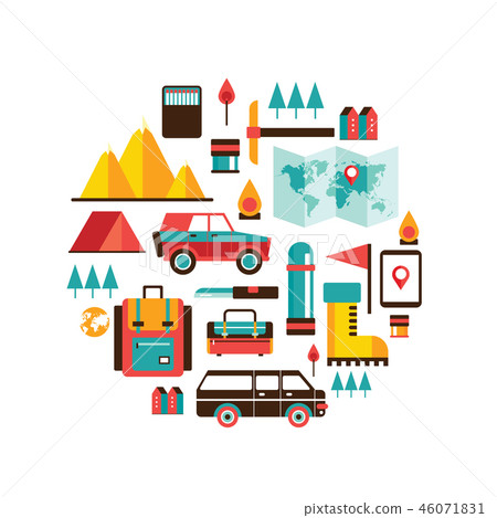 Tourism and travel Set of flat design elements - Stock Illustration ...