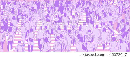 Illustration of large Tokyo city crowd walking Illustration of large Tokyo city crowd walking 46072047