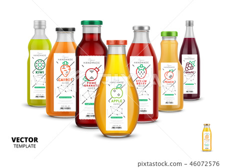 Fresh juice realistic glass bottle set Fresh juice realistic glass bottle set 46072576