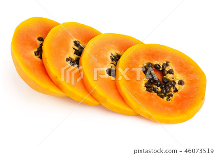 ripe slice papaya isolated on a white background ripe slice papaya isolated on a white background 46073519