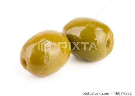 Green olives isolated on a white background 46074152