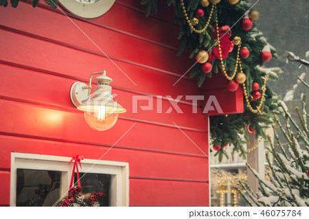 Traditional Christmas red kiosk for workshop Traditional Christmas red kiosk for workshop 46075784