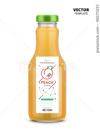 Peach juice realistic glass bottle with label Peach juice realistic glass bottle with label 46075935