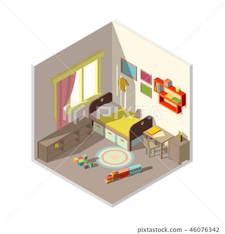 interior of children bedroom with window 46076342