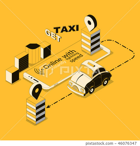 isometric online taxi, app for smartphone 46076347