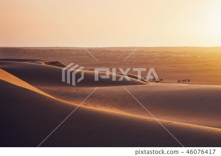 Sand dunes at sunset Sand dunes at sunset 46076417