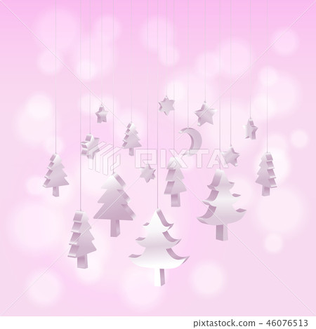 Isometric 3D Christmas tree ornaments hanging 46076513