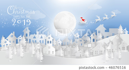 Merry Christmas and Happy New Year paper cut art Merry Christmas and Happy New Year paper cut art 46076516