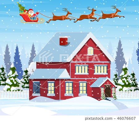house in snowy Christmas landscape house in snowy Christmas landscape 46076607
