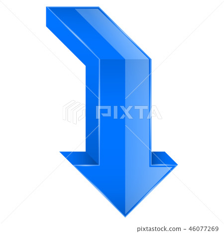 Blue DOWN arrow. 3d icon - Stock Illustration [46077269] - PIXTA