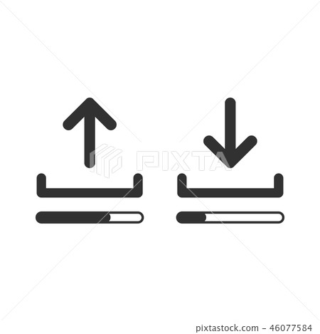 Upload and download icon set with loading bars Upload and download icon set with loading bars 46077584