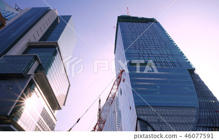 Tokyo cityscape in Japan I look at Shibuya Hikarie reflecting sunlight and a skyscraper that construction is going on 46077591