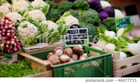 Fresh bio mushrooms and various vegetables 46077715
