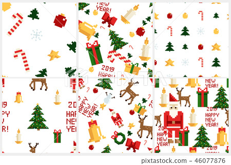 Colorful Pixel Pattern set with Christmas... - Stock Illustration ...